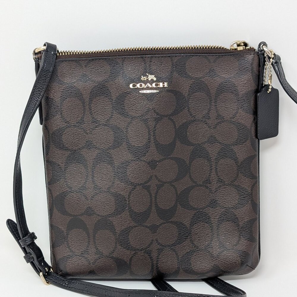 Coach Signature North/South Crossbody Signature Coated Canvas Purse